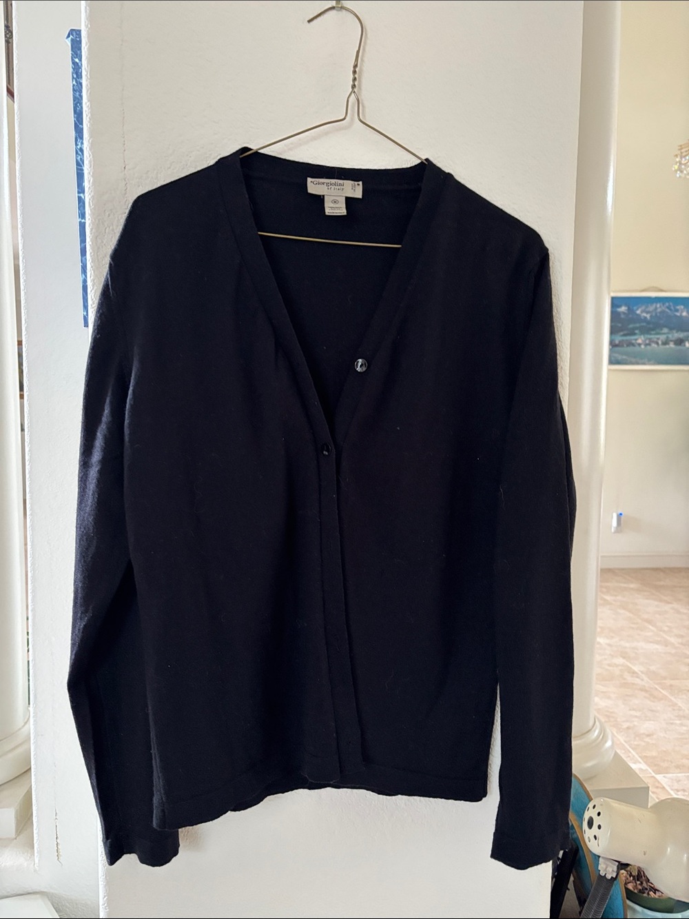 Giorgiolini Collection Black V-Neck Button-Front Cardigan 100/ wool